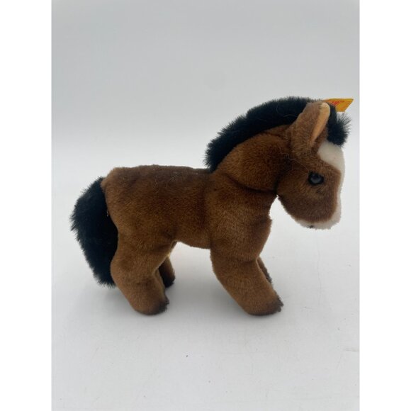 Steiff Brown Plush Pony Horse Toy Tag Button - Picture 6 of 10